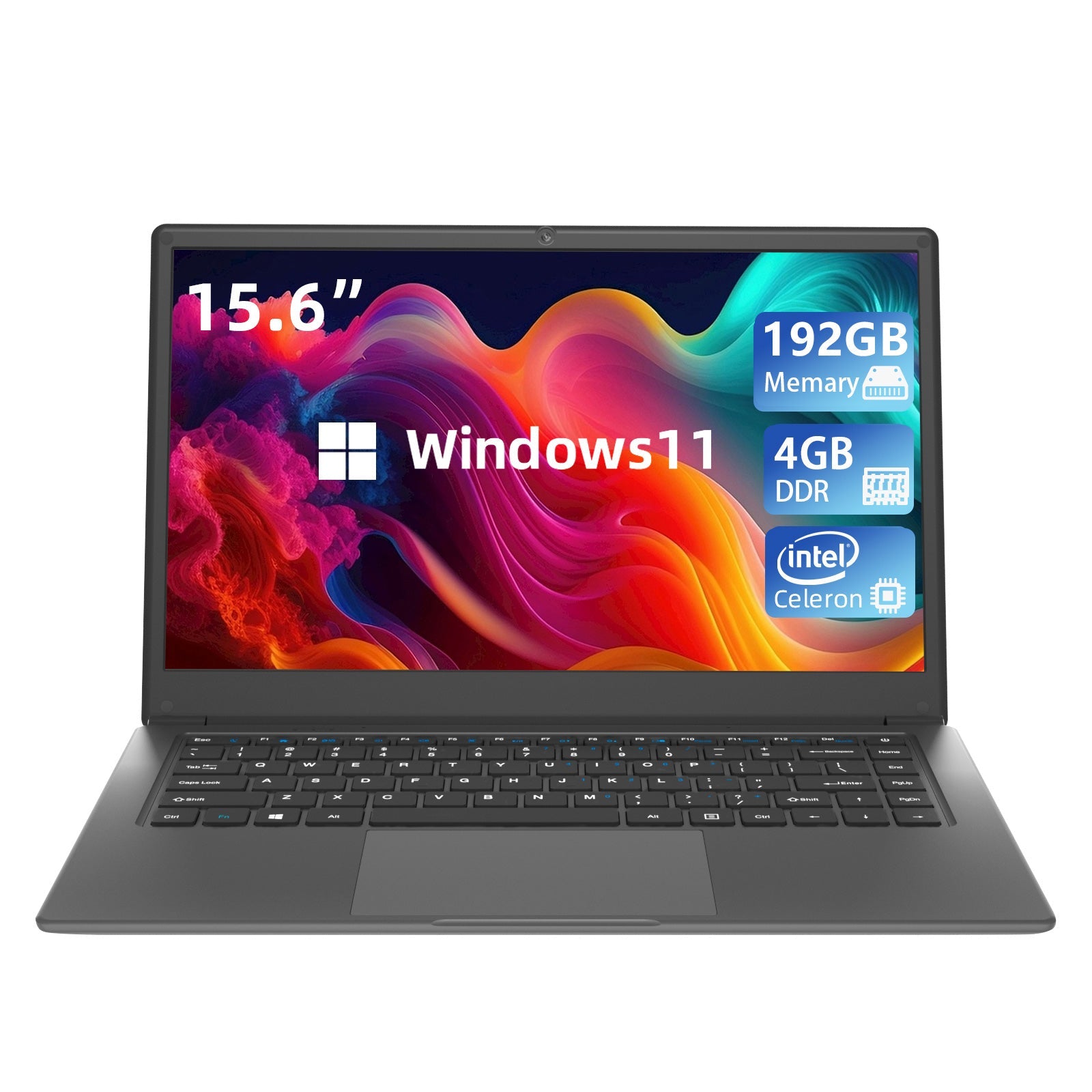 Laptop 15.6-inch 4GB DDR 192GB SSD Portable Laptop,Expandable to