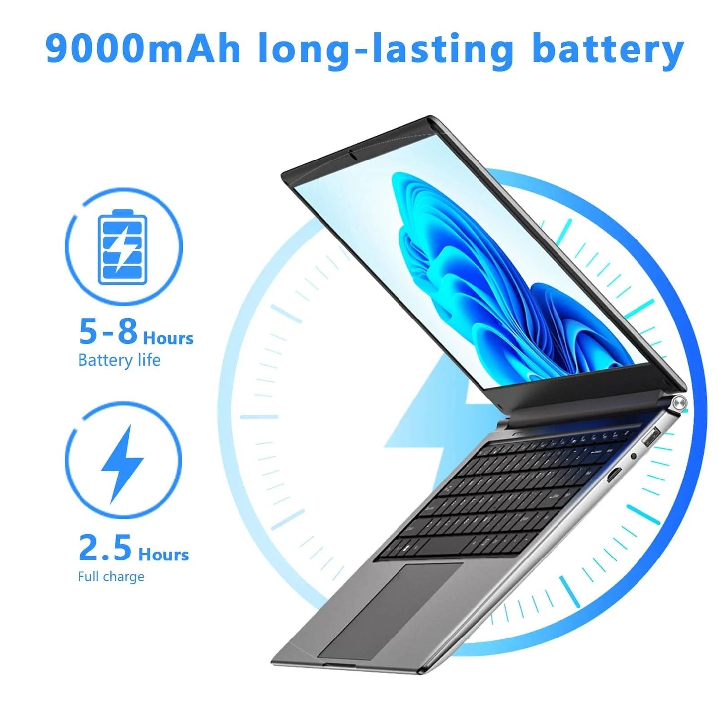 laptop 16 - inch , 8GB DDR 256GB SSD portable laptop, expandable to 1TB, Pentium quad - core CPU up to2.64 Hz, 9000mAh battery, Mini HDMI interface, USB3.0 interface, dual - band WiFi, webcam, slim laptops - Morostron
