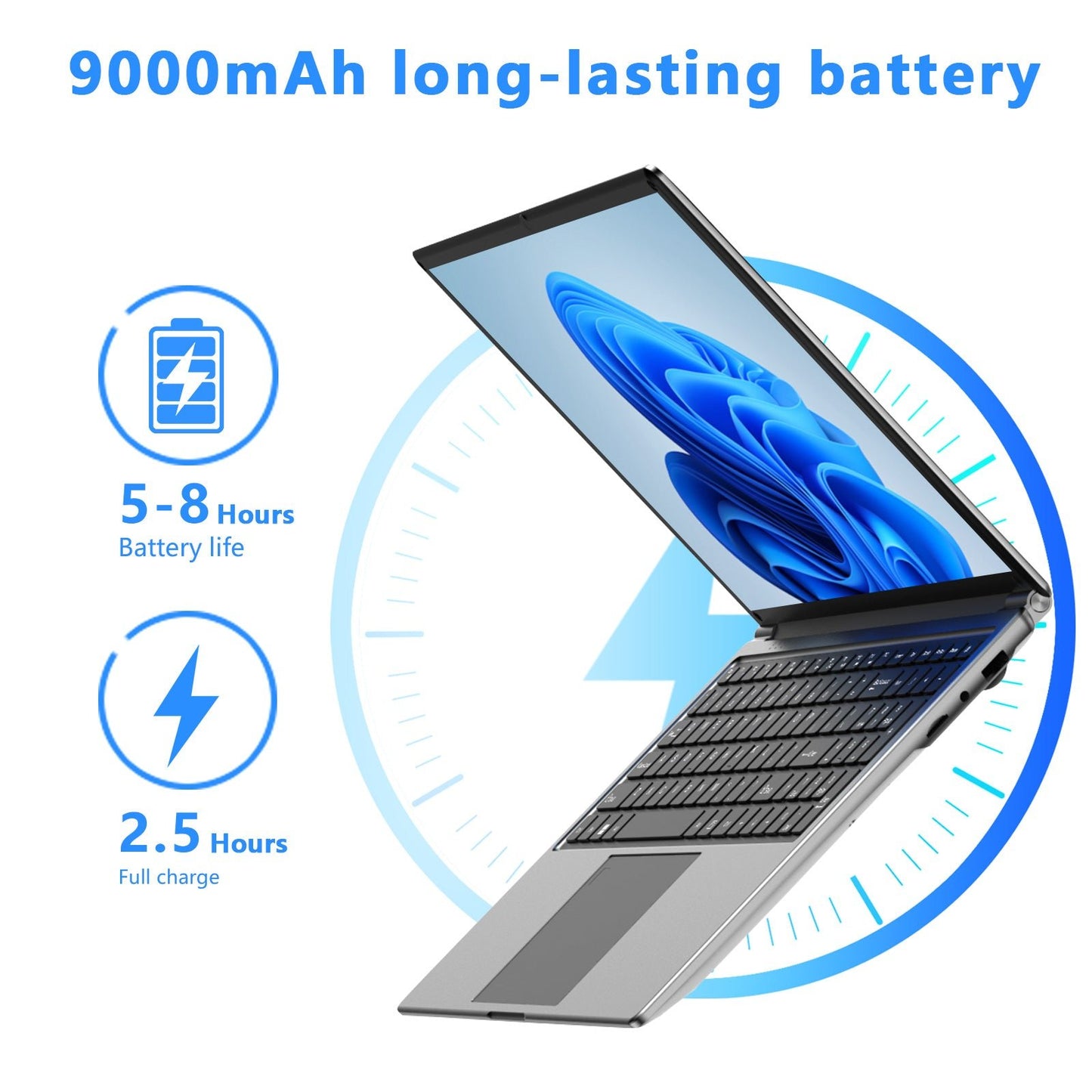 laptop 16 - inch 8GB DDR 256GB SSD portable laptop computer, expandable to 1TB, AMD A9 - 9400 Radeon R5 CPU up to 3.2 GHz, 9000mAh battery, Numeric Keypad, USB 3.0, dual - band WiFi, webcam, slim laptops - Morostron