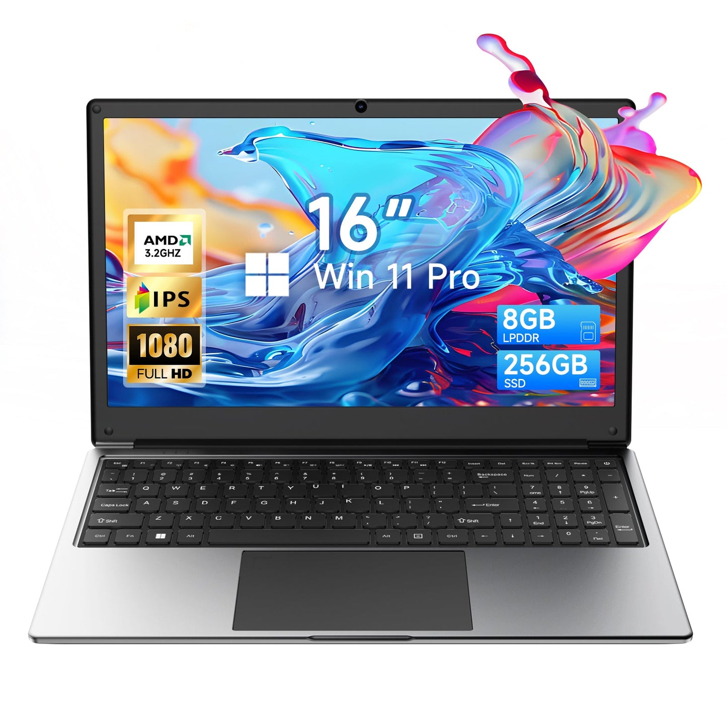 laptop 16 - inch 8GB DDR 256GB SSD portable laptop computer, expandable to 1TB, AMD A9 - 9400 Radeon R5 CPU up to 3.2 GHz, 9000mAh battery, Numeric Keypad, USB 3.0, dual - band WiFi, webcam, slim laptops - Morostron