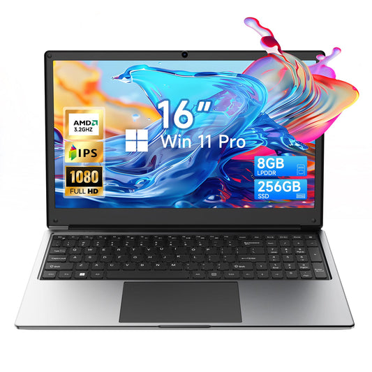 laptop 16 - inch 8GB DDR 256GB SSD portable laptop computer, expandable to 1TB, AMD A9 - 9400 Radeon R5 CPU up to 3.2 GHz, 9000mAh battery, Numeric Keypad, USB 3.0, dual - band WiFi, webcam, slim laptops - Morostron