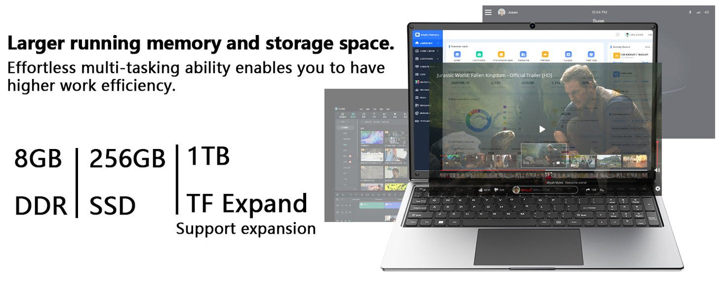 laptop 16 - inch 8GB DDR 256GB SSD portable laptop computer, expandable to 1TB, AMD A9 - 9400 Radeon R5 CPU up to 3.2 GHz, 9000mAh battery, Numeric Keypad, USB 3.0, dual - band WiFi, webcam, slim laptops - Morostron