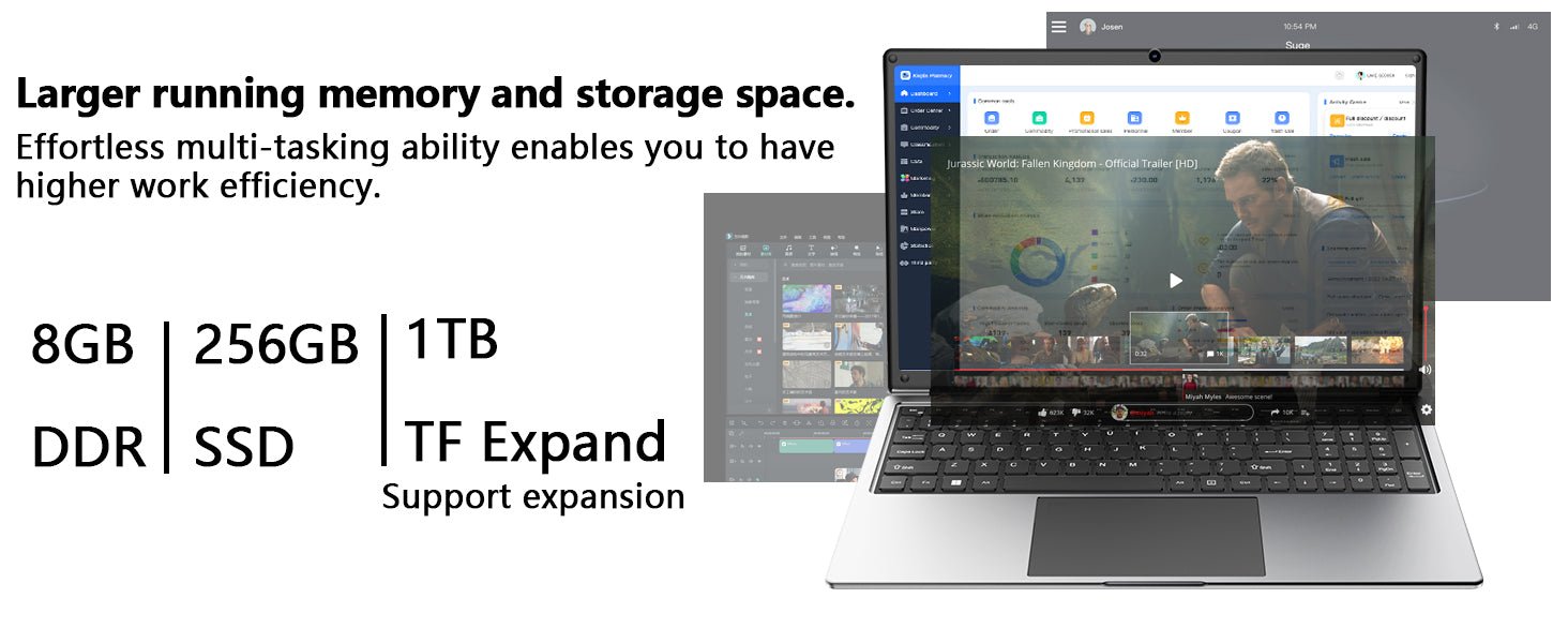 laptop 16 - inch 8GB DDR 256GB SSD portable laptop computer, expandable to 1TB, AMD A9 - 9400 Radeon R5 CPU up to 3.2 GHz, 9000mAh battery, Numeric Keypad, USB 3.0, dual - band WiFi, webcam, slim laptops - Morostron