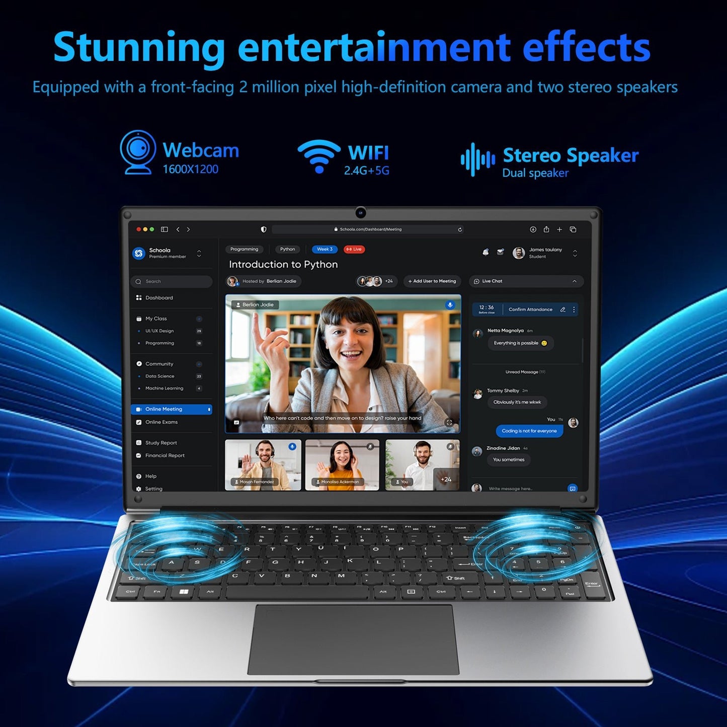 laptop 16 - inch 8GB DDR 256GB SSD portable laptop computer, expandable to 1TB, AMD A9 - 9400 Radeon R5 CPU up to 3.2 GHz, 9000mAh battery, Numeric Keypad, USB 3.0, dual - band WiFi, webcam, slim laptops - Morostron