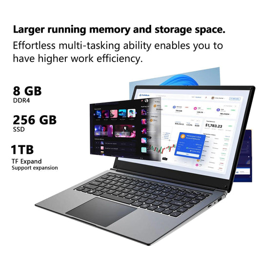 laptop 16 - inch , 8GB DDR 256GB SSD portable laptop, expandable to 1TB, Pentium quad - core CPU up to2.64 Hz, 9000mAh battery, Mini HDMI interface, USB3.0 interface, dual - band WiFi, webcam, slim laptops  - Morostron