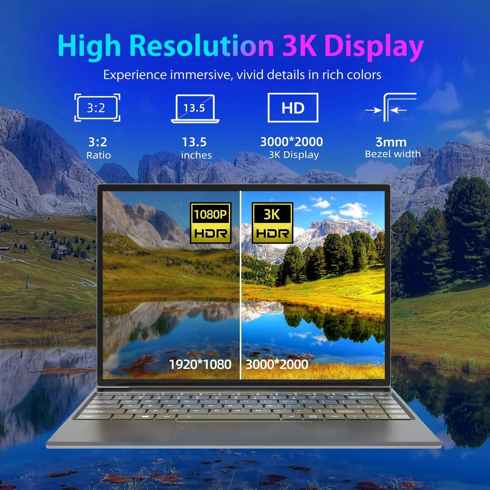 Morostron 13.5 Inch Laptop I5 - 1035G1 Win 11 backlit keyboard 3K finger print Laptop - Morostron