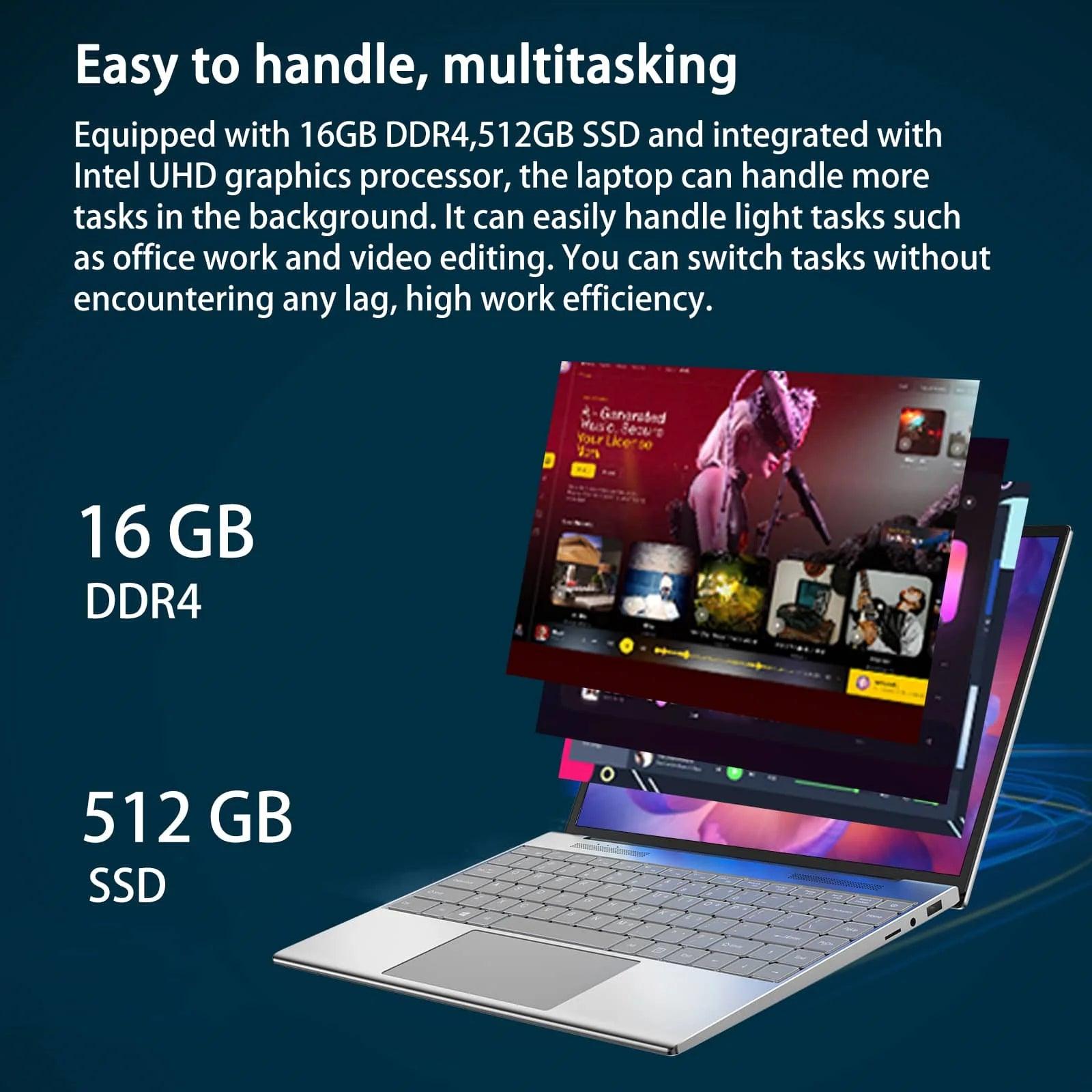 Morostron 13.5 Inch Laptop N95 Win 11 Touch Screen backlit keyboard Laptop - Morostron