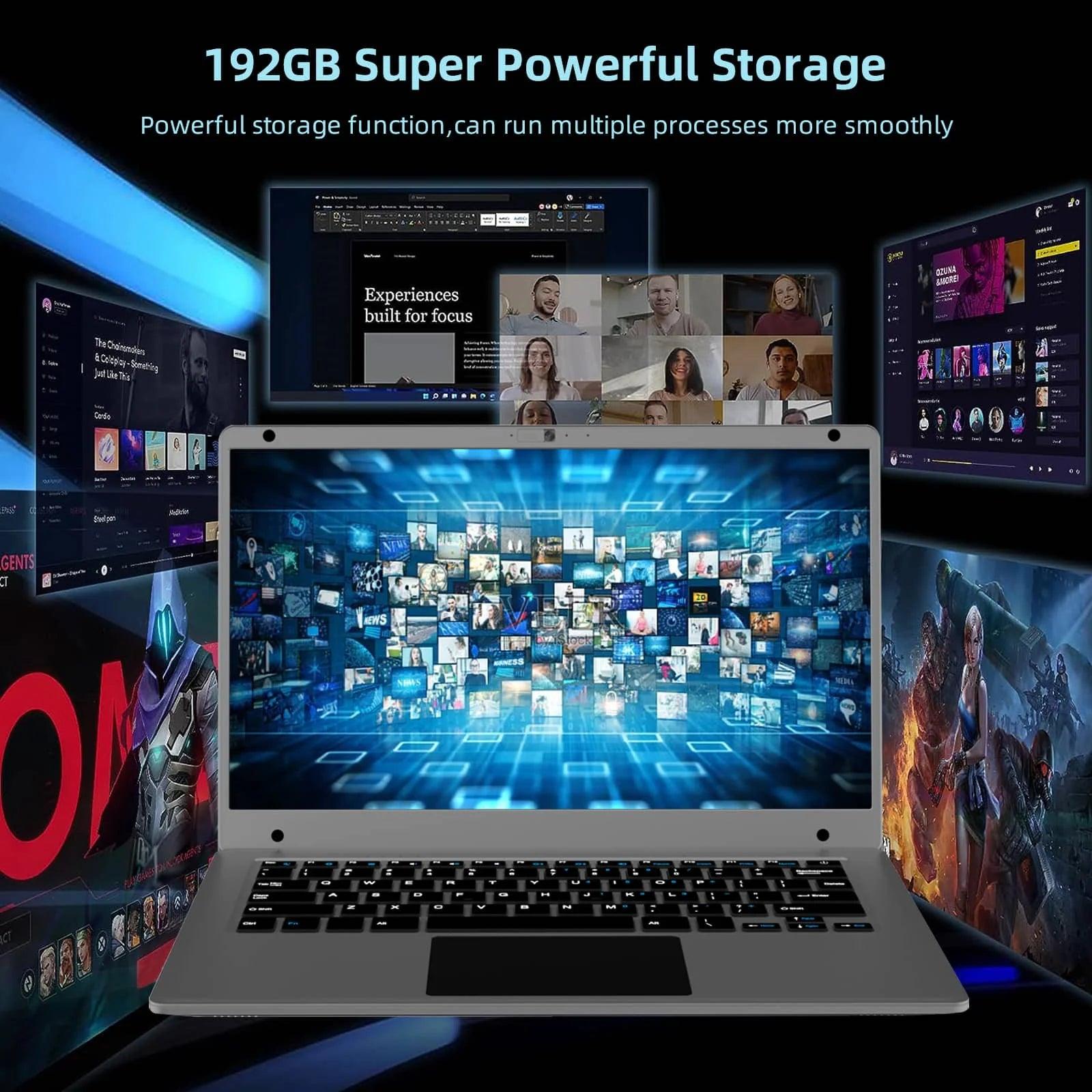 Morostron 14.1 Inch Laptop Win 11, Celeron, 192GB SSD, FHD Display - Morostron