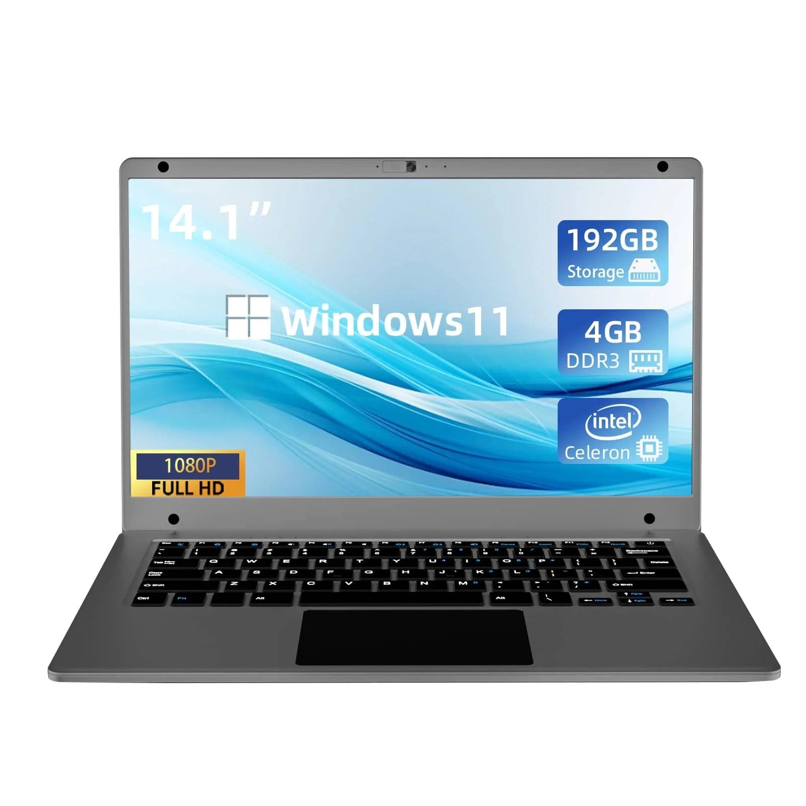 Morostron 14.1 Inch Laptop Win 11, Celeron, 192GB SSD, FHD Display - Morostron