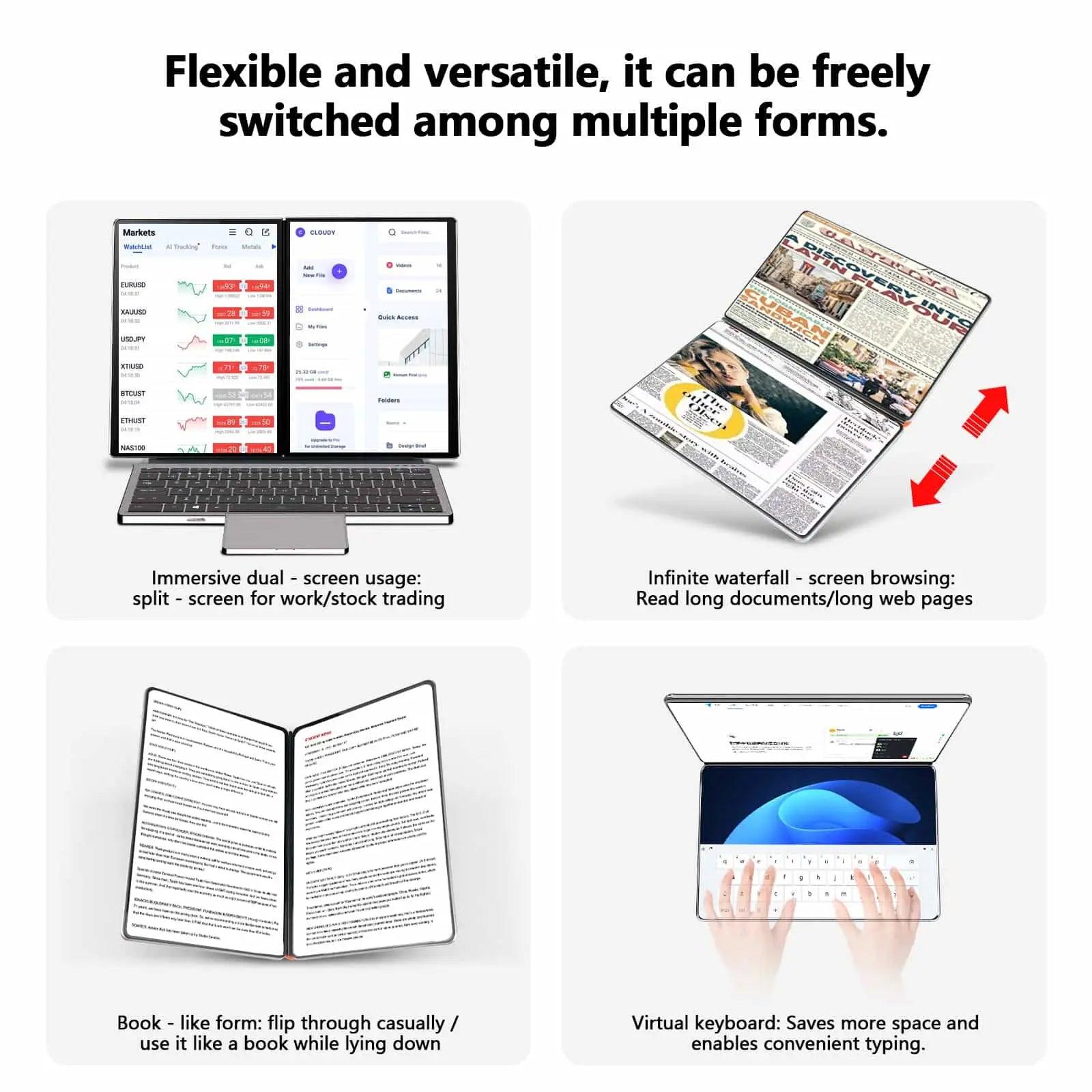 Morostron Intel Laptop 14 Inch Dual - Screen Touchscreen Laptop Win 11 Lightweight & Portable - Morostron