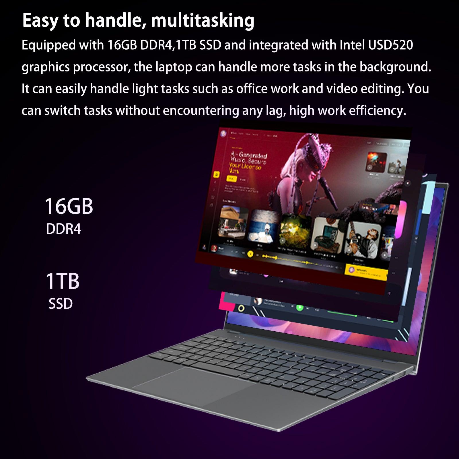 Morostron N95 15.6 - Inch Laptop 16GB RAM 512GB Or 1TB SSD Finger Print Glass Panel Full Metal - Morostron