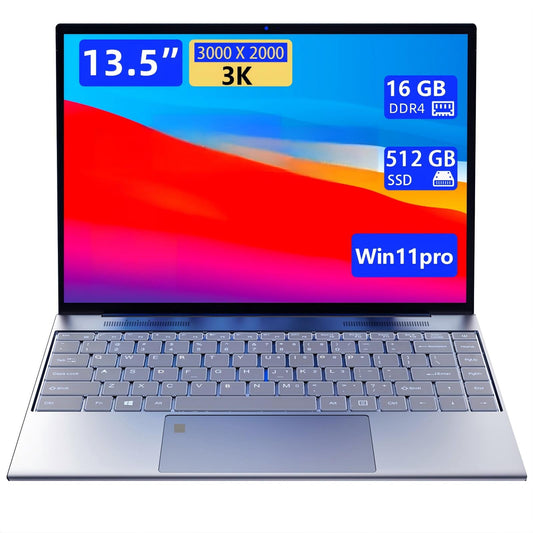Morostron Win11 Laptop, 13.5" (3000 x 2000) IPS Display, 16GB + 512GB SSD, Core 10th Generation i5 - 1035G1, Slim Notebook, Full Metal, Backlit Keyboard, 3.6GHz, Full Function Type C, Finger Print - Morostron