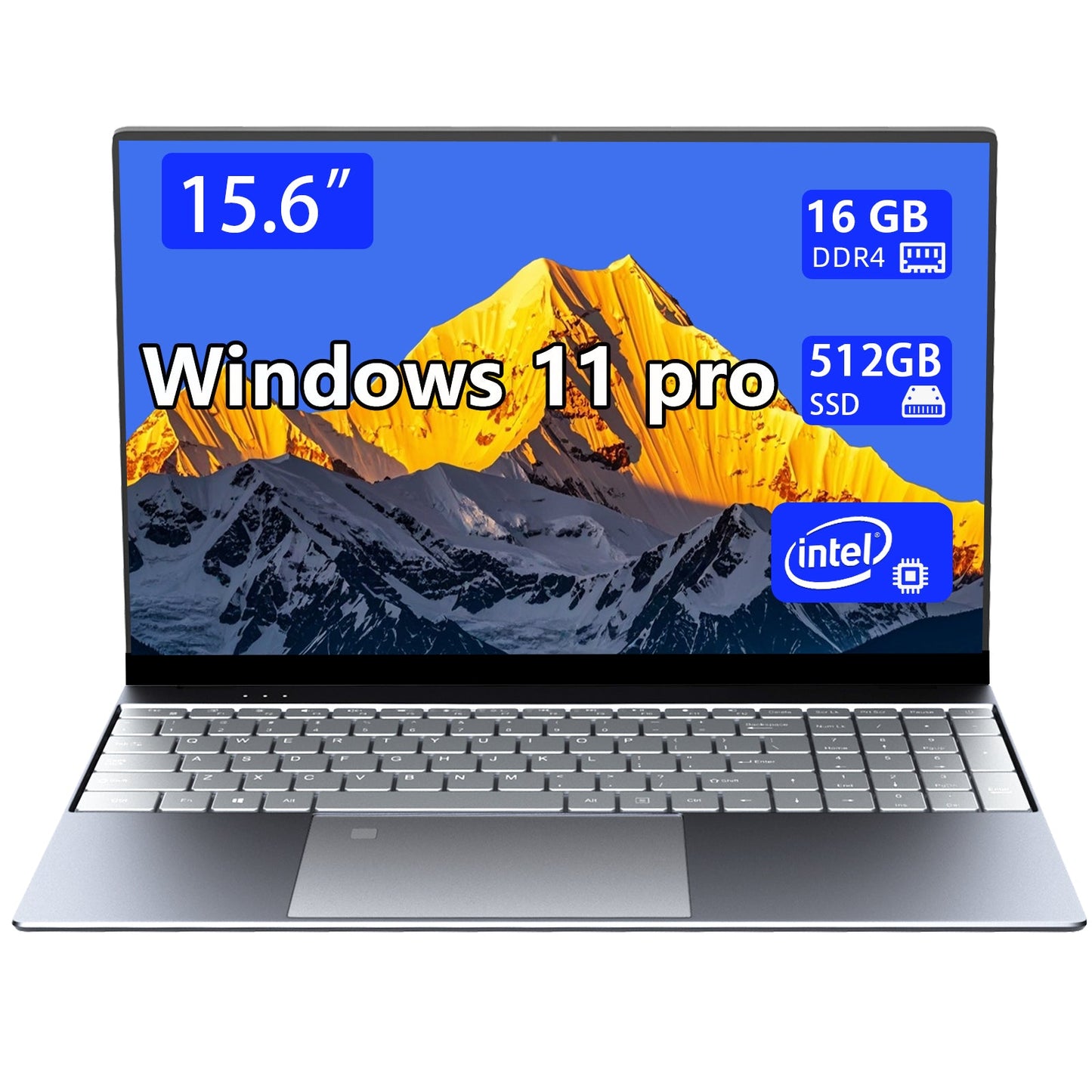 Morostron Win11 Laptop Computer, 15.6 Inch N5095 Quad core 16GB RAM 512G SSD, FHD 1920 * 1080 IPS Display Notebook PC, Backlit Keyboard, Finger Print Touch ID, AC WiFi,All - Metal Body - Morostron