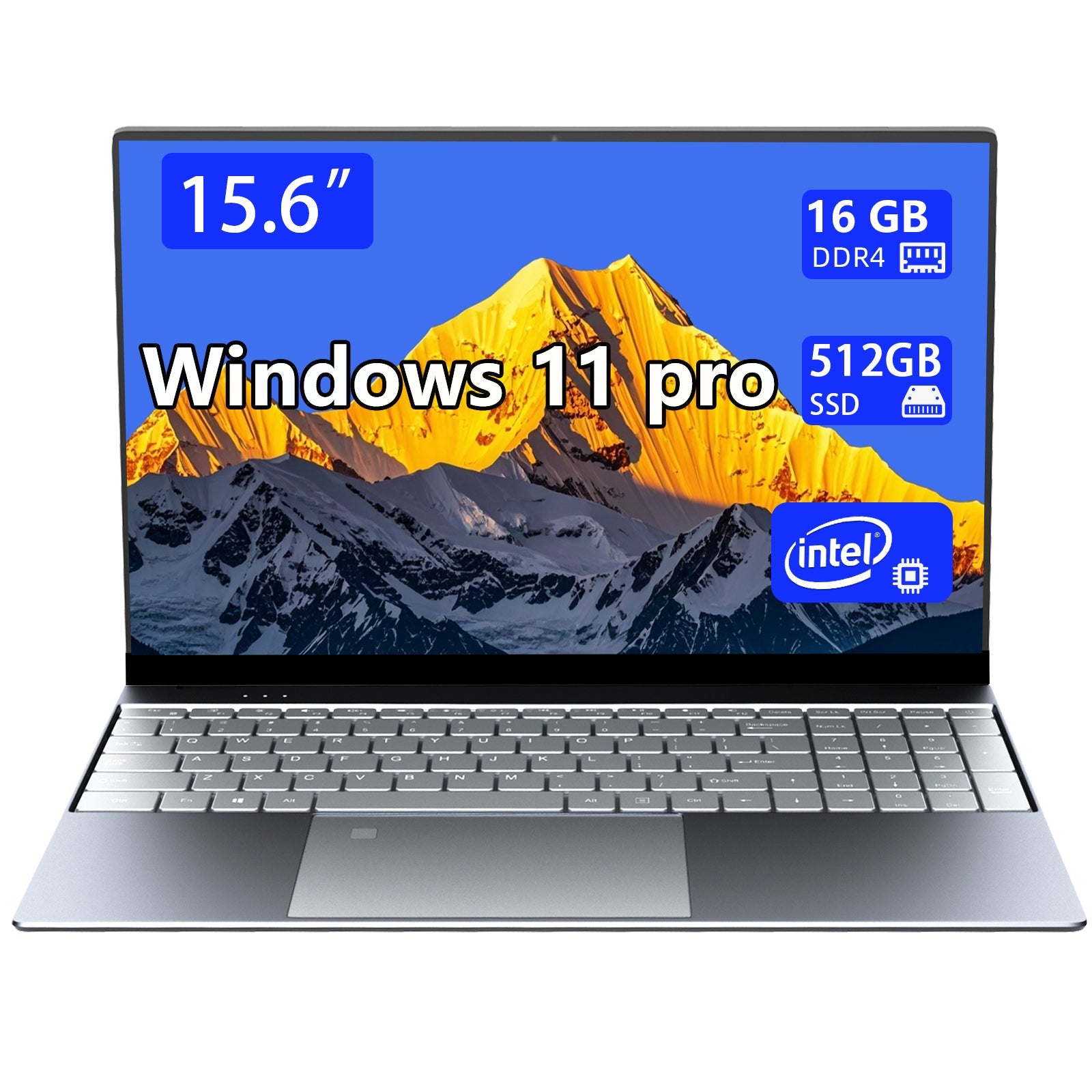 Morostron Win11 Laptop Computer, 15.6 Inch N5095 Quad core 16GB RAM 512G SSD, FHD 1920 * 1080 IPS Display Notebook PC, Backlit Keyboard, Finger Print Touch ID, AC WiFi,All - Metal Body - Morostron